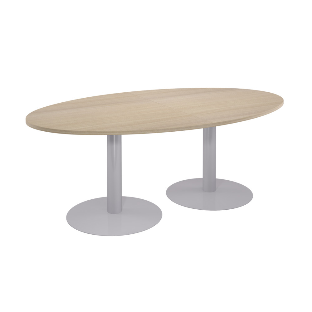 Table de runion ovale L.200 x P.120 cm - Plateau Chne - Pieds tulipe Aluminium