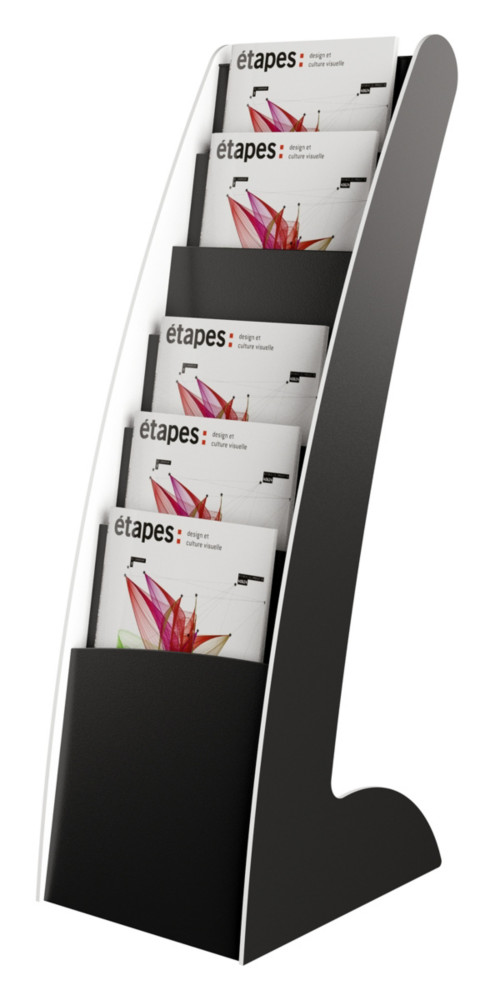Paperflow Prsentoir de sol Courbo slim monobloc 6 cases - Noir