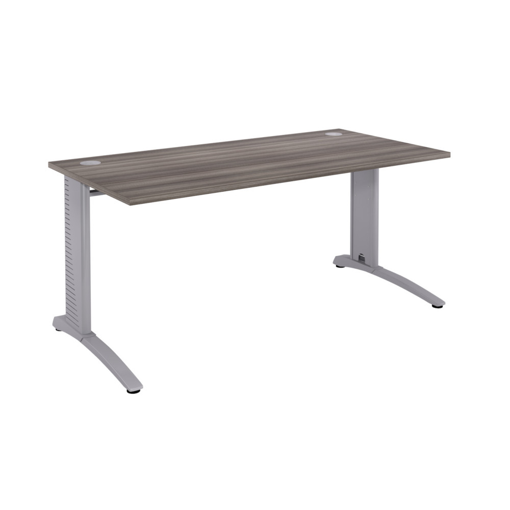 Bureau droit Biospace - L.160 x P.80 cm - Plateau Cdre - Pieds Aluminium - Embases Aluminium