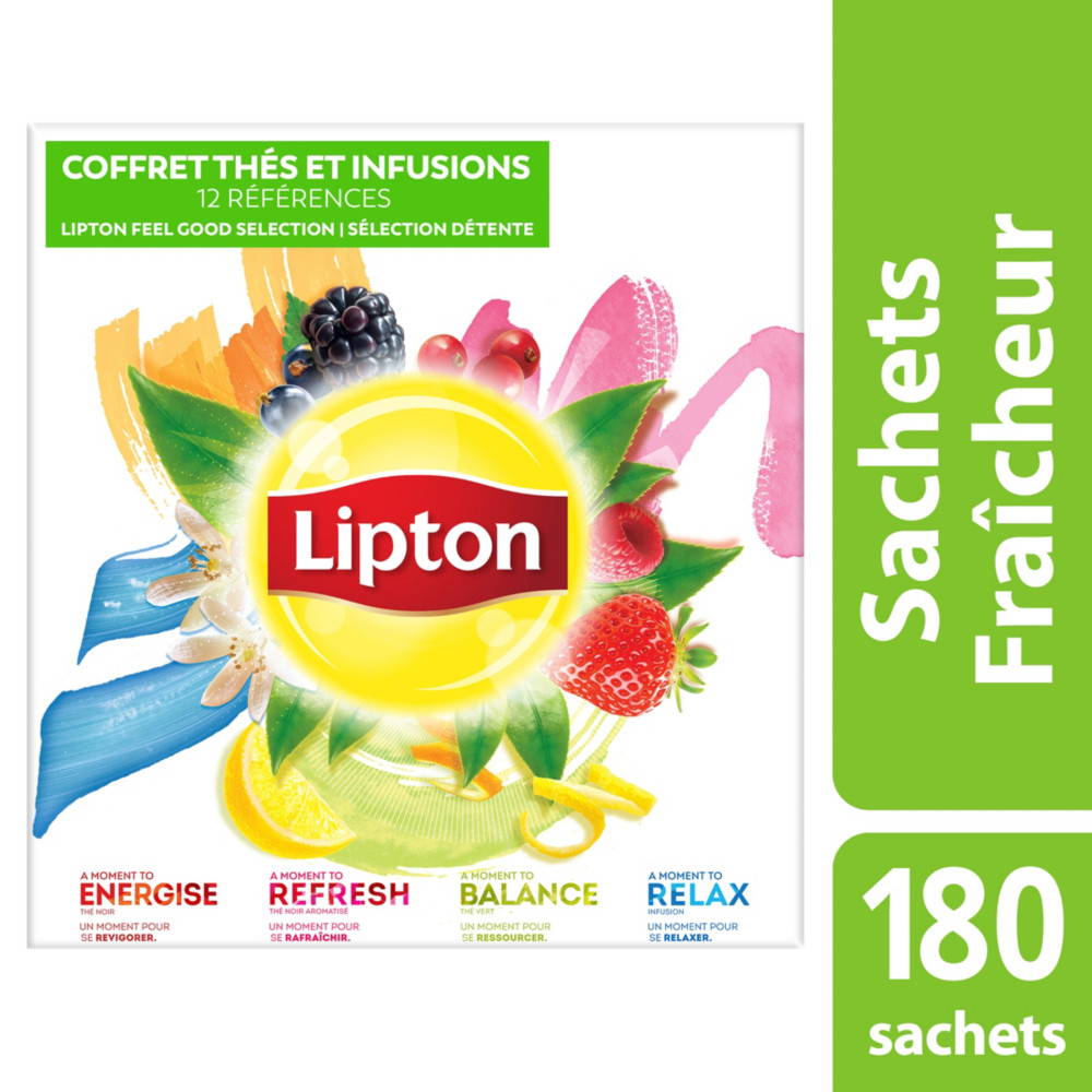 Lipton Feel Good Selection Coffret Ths et Infusions - 180 sachets fracheur