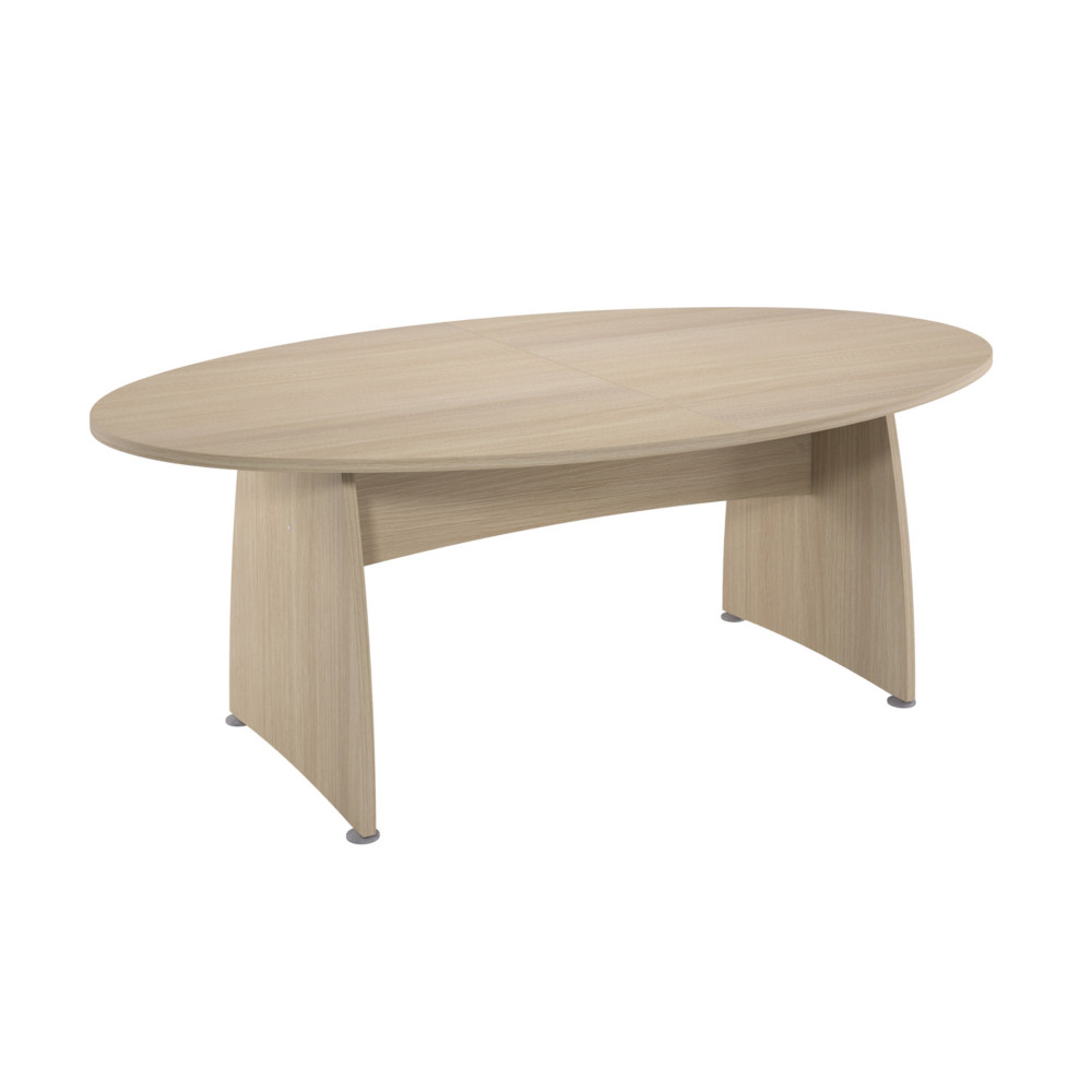 Table de runion ovale L.200 x P.120 cm - Plateau et Pieds pleins Chne