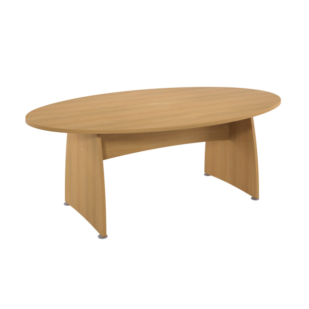 Table de runion ovale L.200 x P.120 cm - Plateau et Pieds pleins Htre