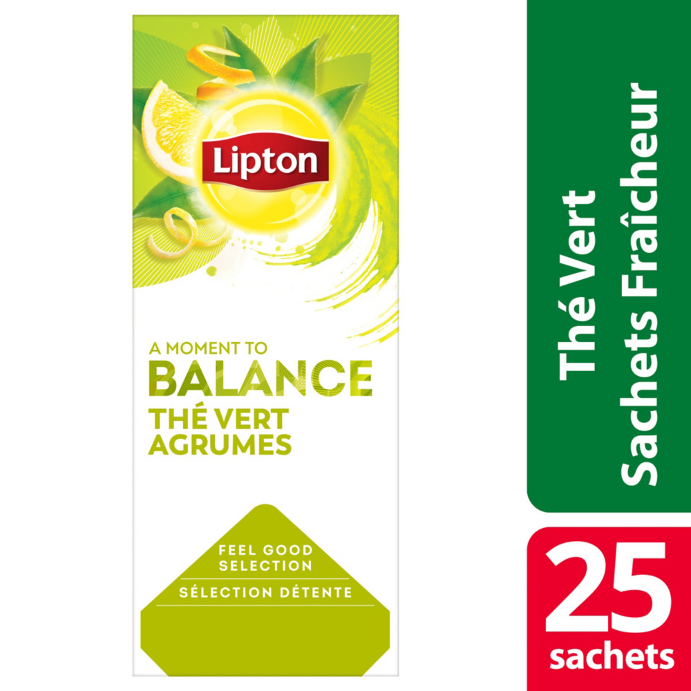 Lipton Feel Good Selection Th Vert Agrumes - 25 sachets fracheur