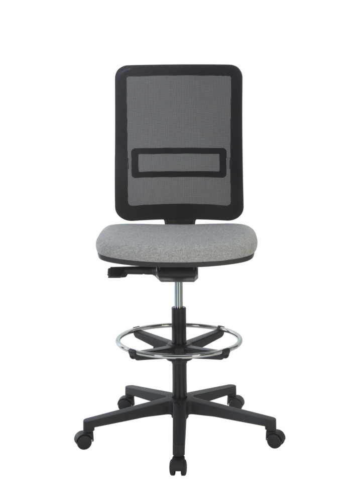 Sige haut Work Up Office dossier maille noir/ assise tissu M1 gris - dossier repose-pieds roulettes