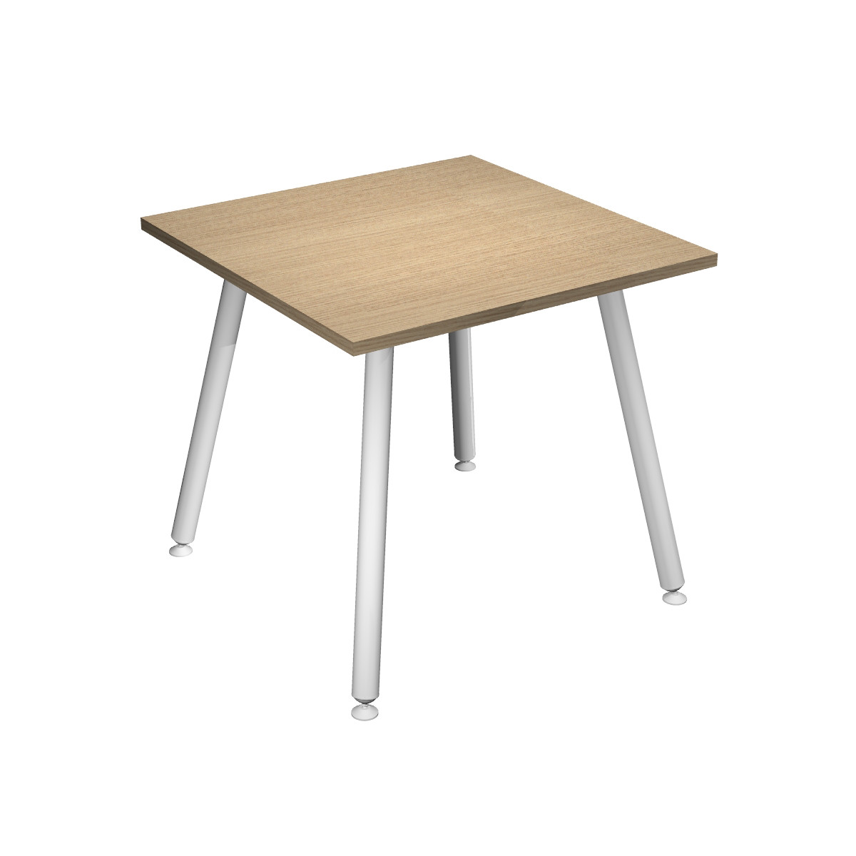 Bureau droit Halden - L.80 x P.80 cm - Plateau Chêne - Pieds métal Blanc
