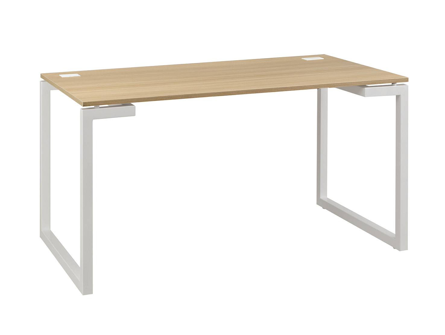 Bureau droit Vitaly - L.140 x P.80 cm - Plateau Chêne - Pieds cadre métal Blanc