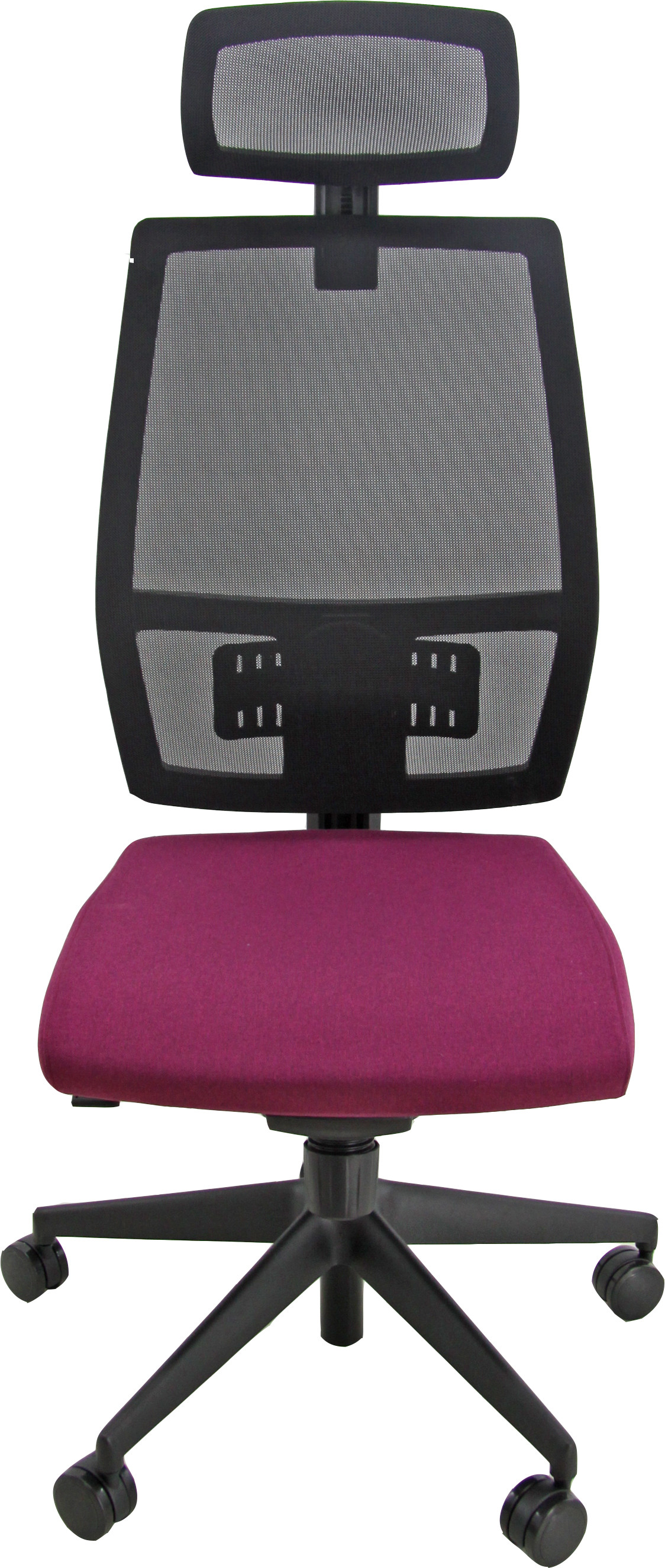 Siège de bureau Mélania avec appui-tête, maille filet / tissu Prune