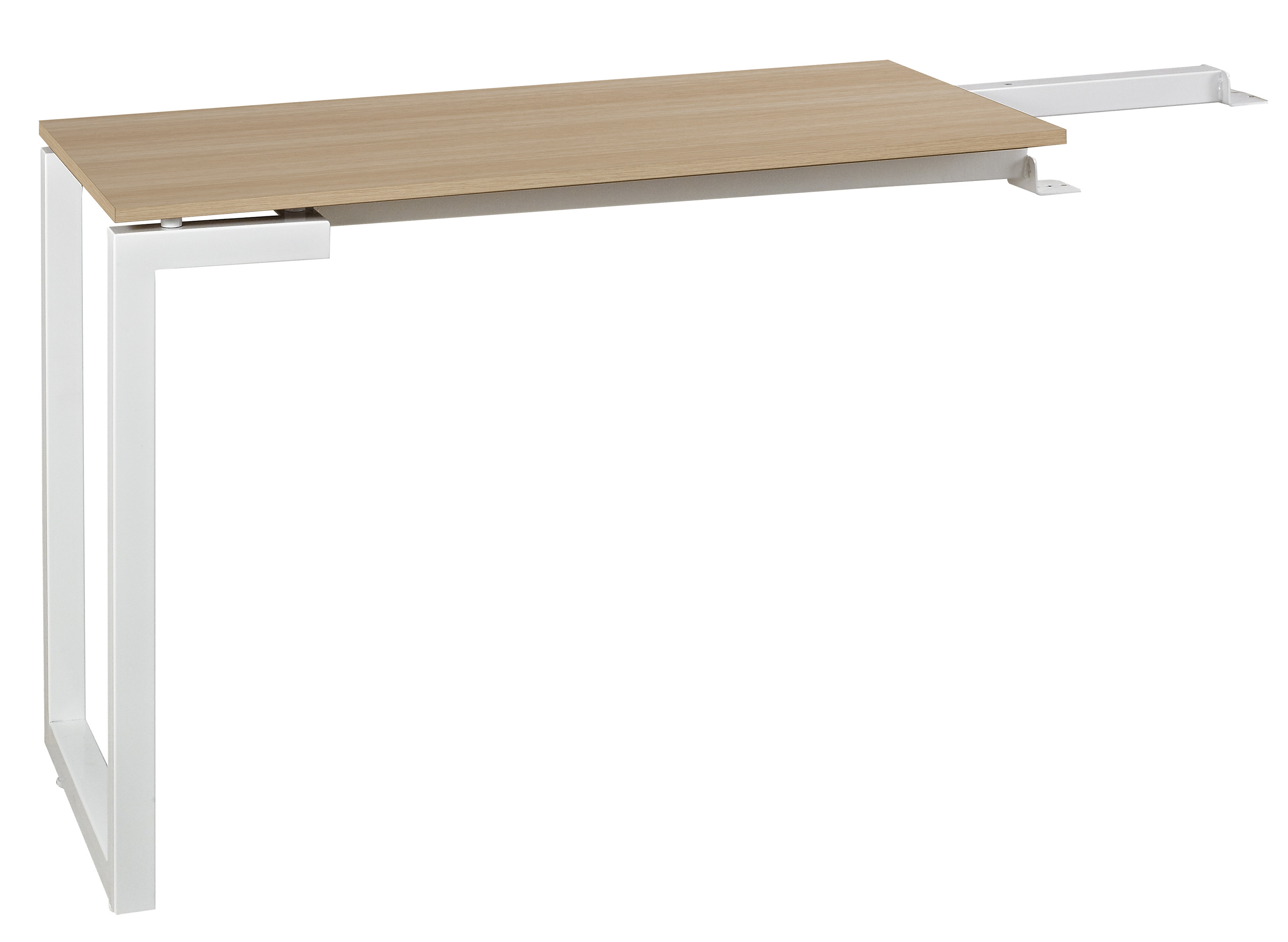 Retour de bureau Vitaly - L.99 x P.45 cm - Plateau Chêne - Pieds cadre Métal Blanc