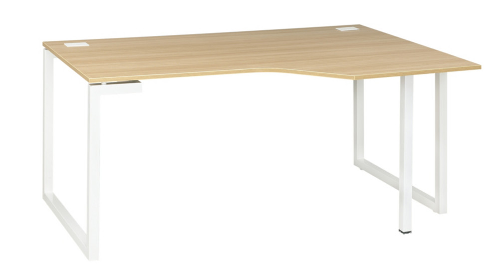 Bureau compact retour  droite Vitaly - L.160 x P.105 cm - Plateau Chne - Pieds cadre mtal Blanc