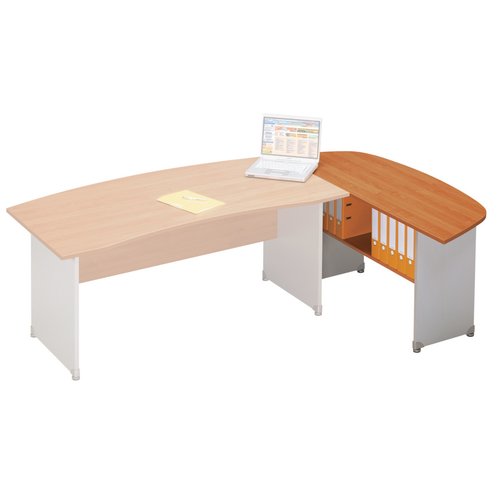 Retour de bureau direction Pronto rversible - L.166 x P.54 cm - Plateau Aulne -  Pieds Aluminium