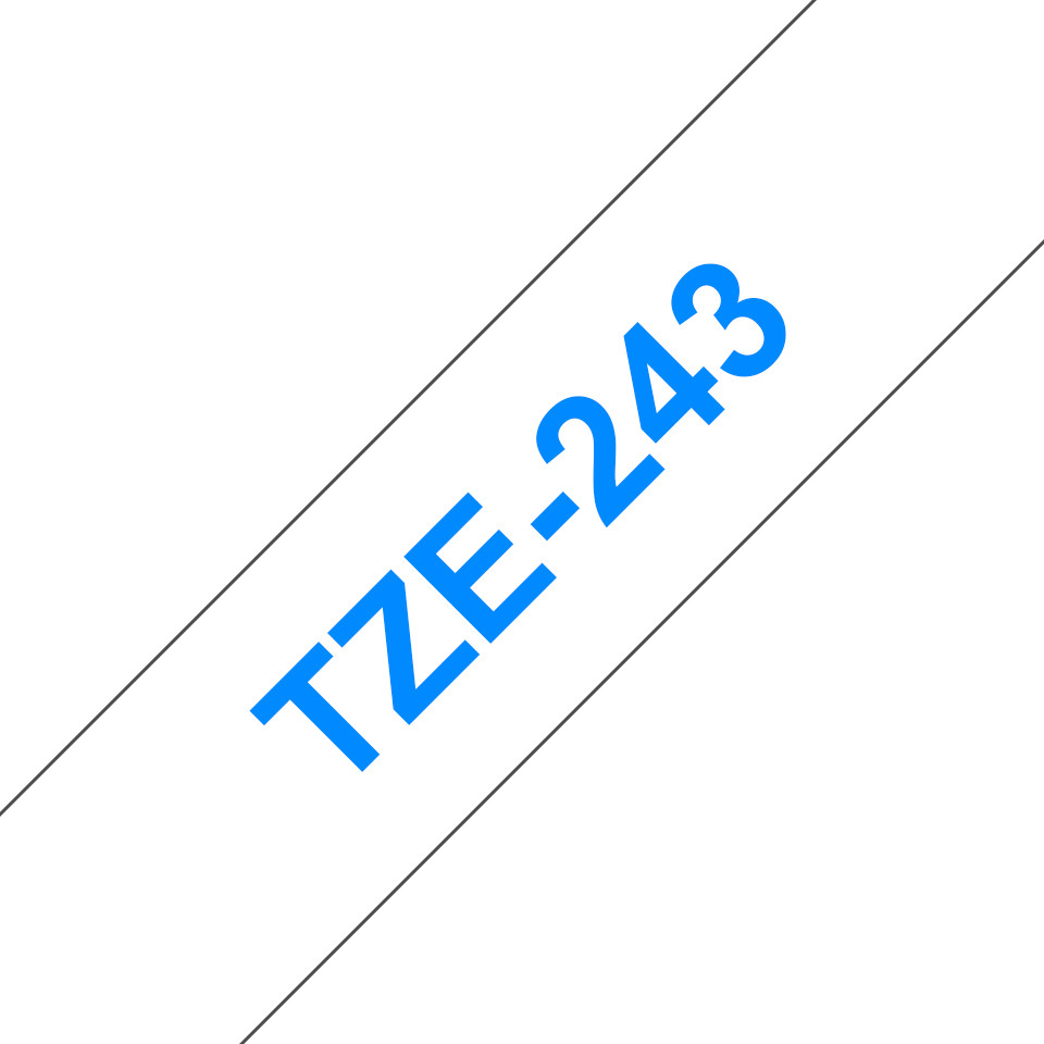Brother Ruban TZe-243 pour tiqueteuse - 18 mm x 8 m - Bleu sur Blanc
