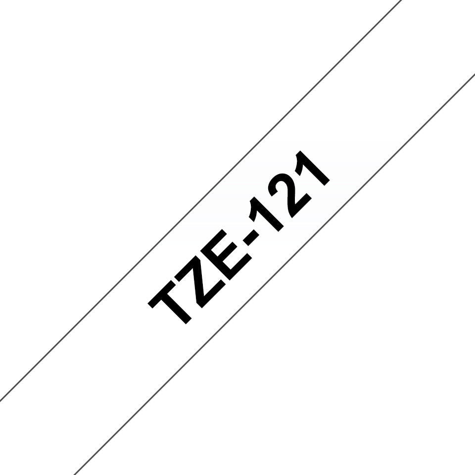Brother Ruban TZe-121 pour tiqueteuse - 9 mm x 8 m - Noir sur Transparent