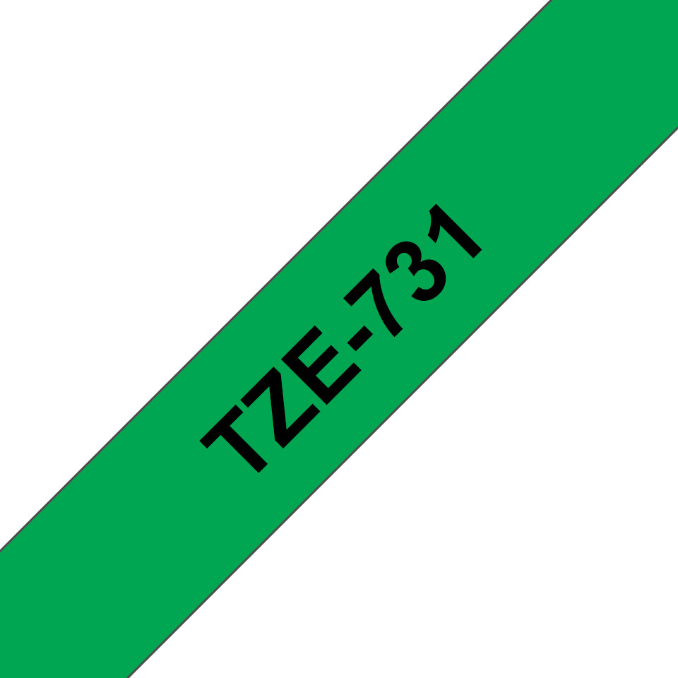 Brother Ruban TZe-731 pour tiqueteuse - 12 mm x 8 m - Noir sur Vert