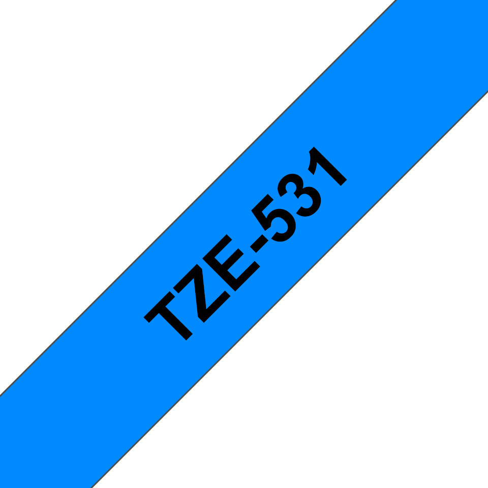 Brother Ruban TZe-531 pour tiqueteuse - 12 mm x 8 m - Noir sur Bleu