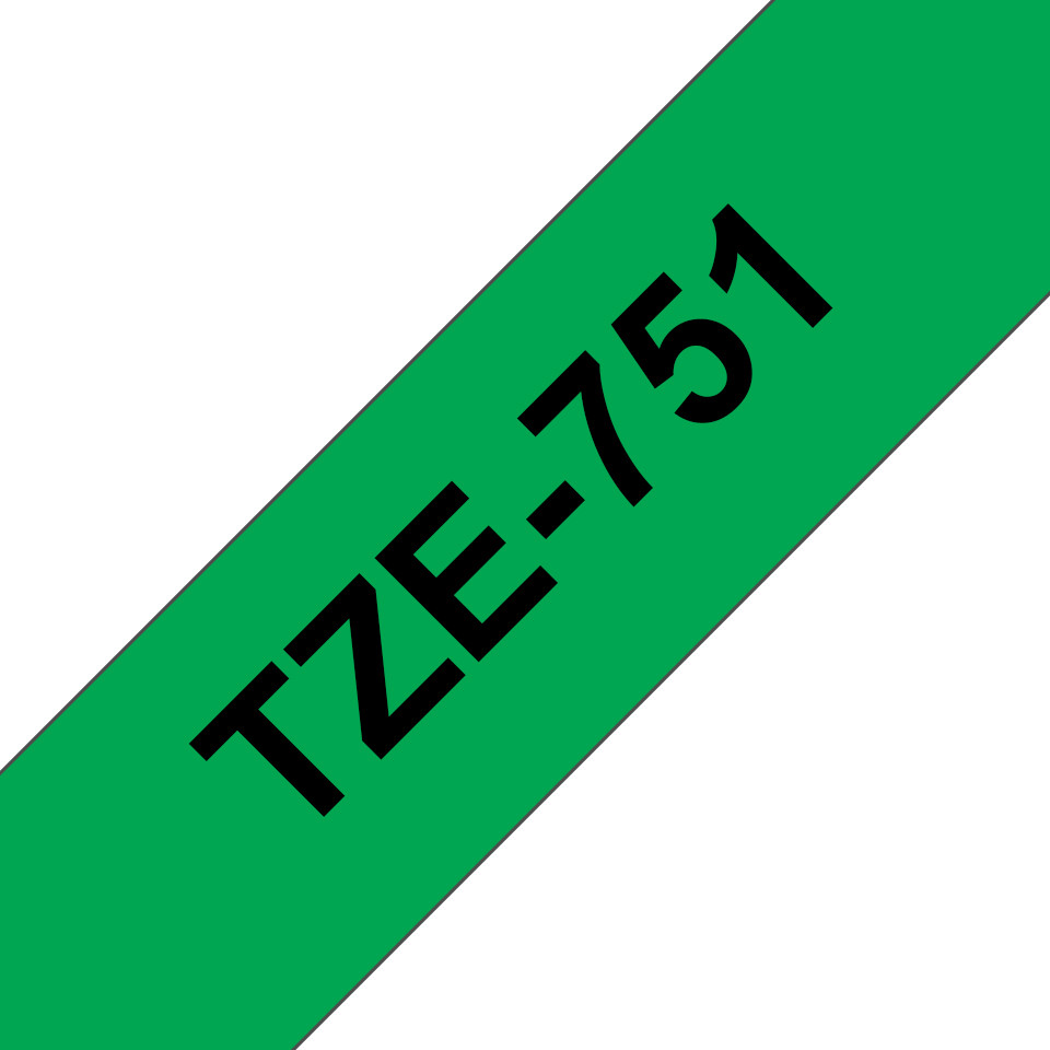 Brother Ruban TZe-751 pour tiqueteuse - 24 mm x 8 m - Noir sur Vert