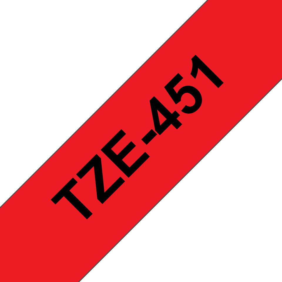 Brother Ruban TZe-451 pour tiqueteuse - 24 mm x 8 m - Noir sur Rouge