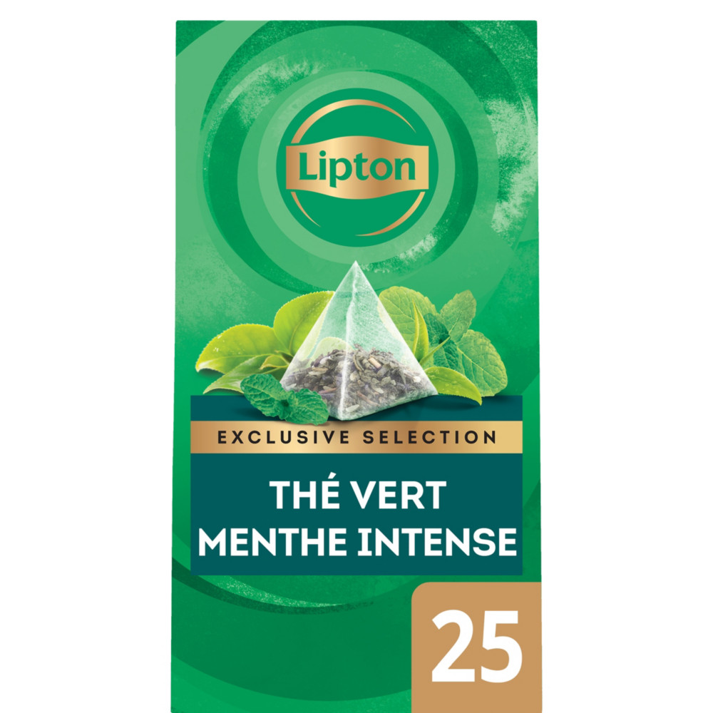 Lipton Exclusive Selection Th Vert Menthe Intense 25 Sachets Pyramide