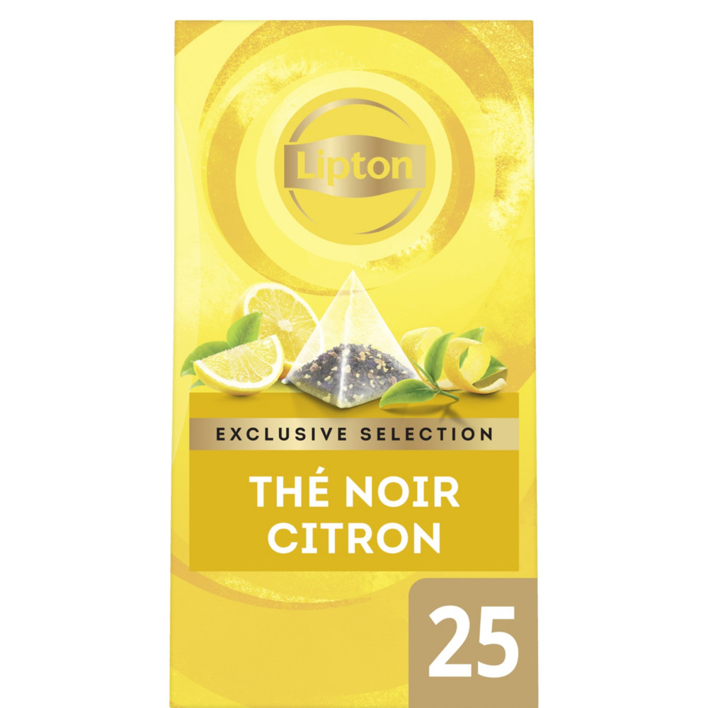 Lipton Exclusive Selection Th noir aromatis Citron - 25 sachets pyramide