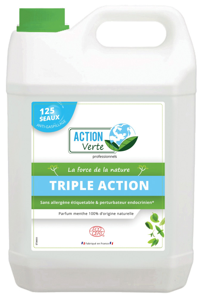 ACTION VERTE Nettoyant cologique Sols concentr, parfum Menthe, bidon de 5L