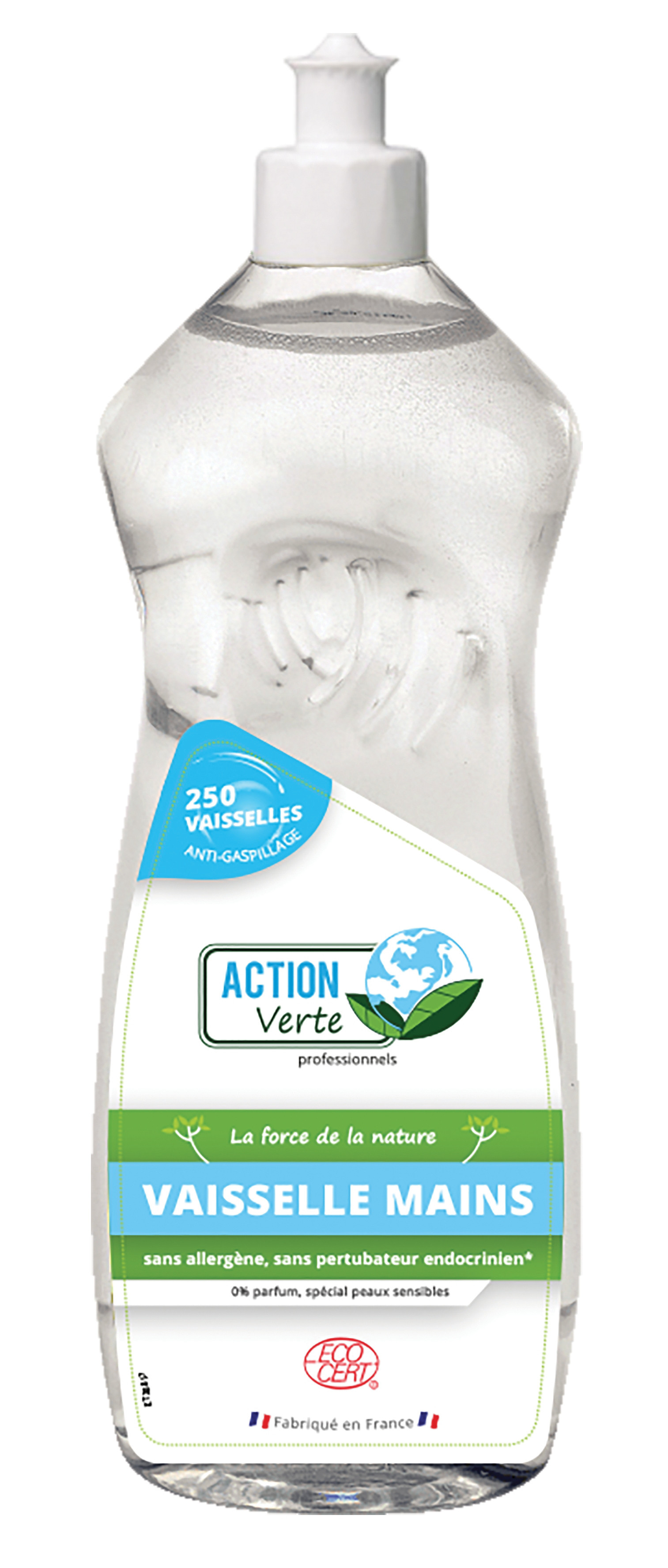 ACTION VERTE Liquide vaisselle mains écologique sans parfum - Flacon 1 L