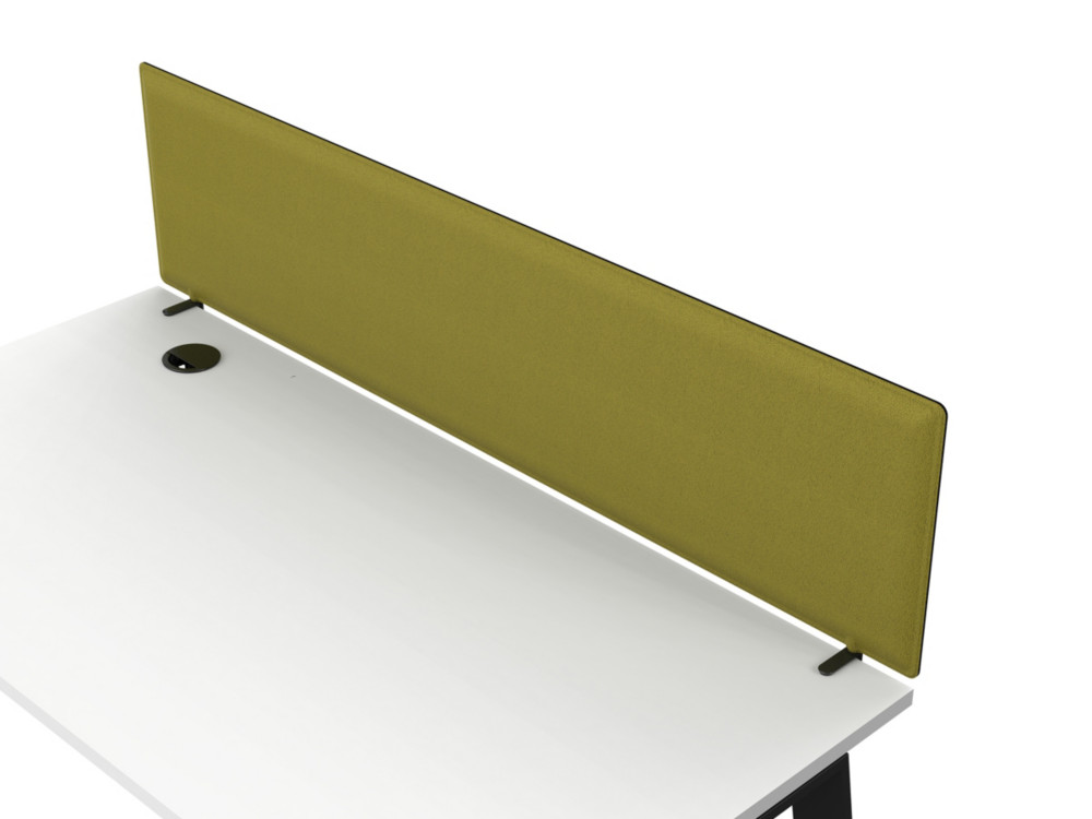Panneau-cran acoustique Moody pour bureau L. 140 x l. 40 cm - Tissu Vert - Fixation Blanche