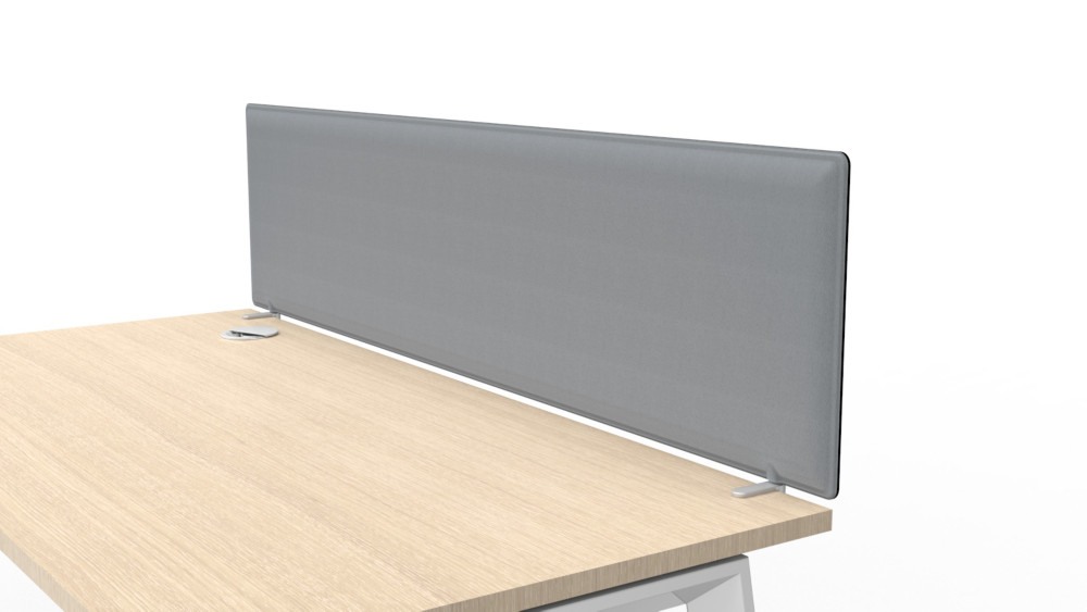 Panneau-cran acoustique Moody pour bureau L. 140 x l. 40 cm - Tissu Gris - Fixation Blanche