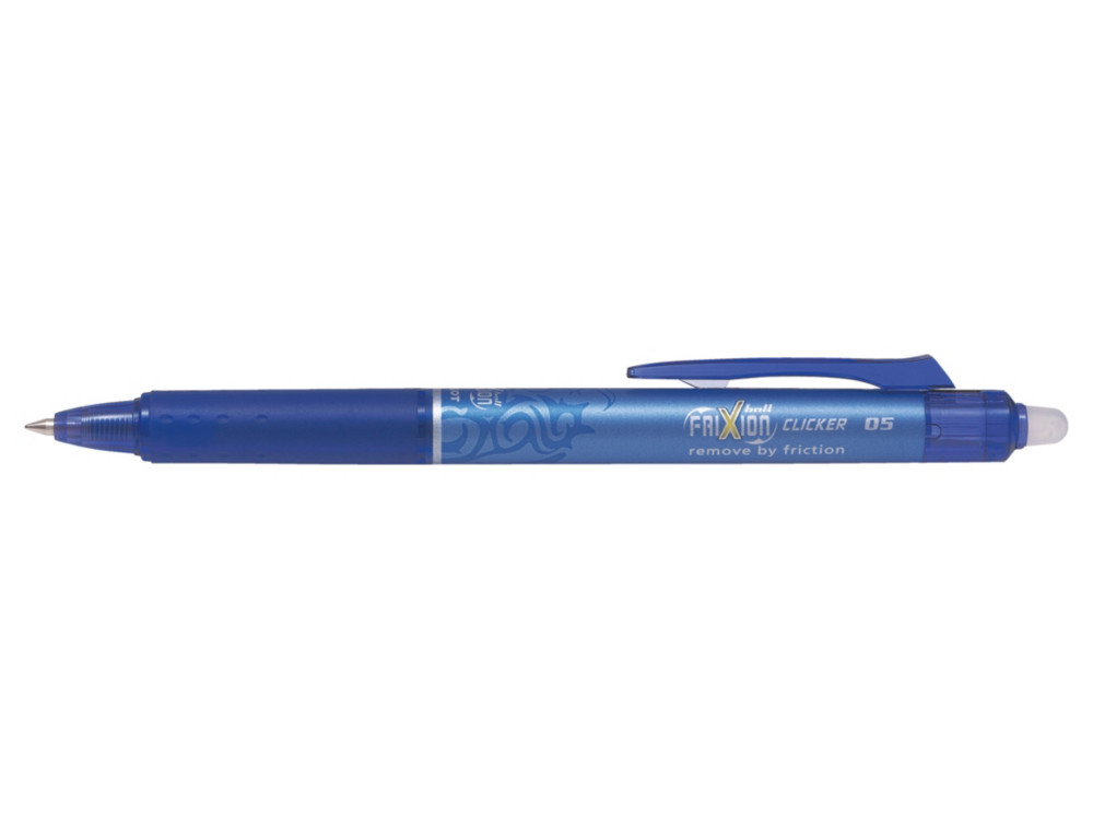 Pilot FriXion Clicker Stylo roller rtractable encre gel effaable pointe fine 0,5 mm bleu