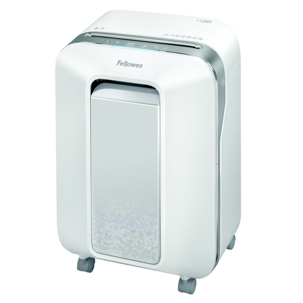 Fellowes Destructeur de documents LX-201 coupe micro DIN P5 - 12feuilles - corbeille 22L - Blanc