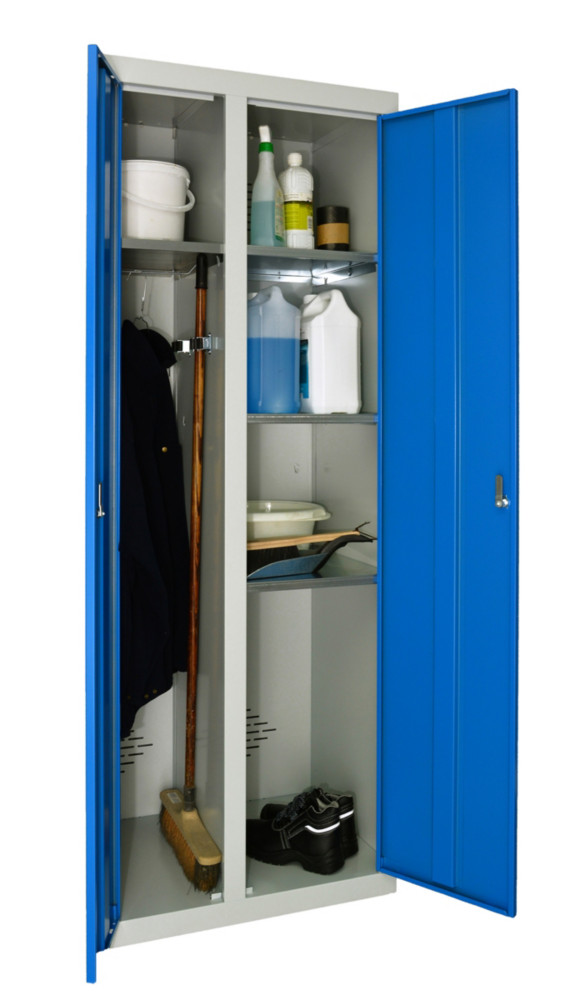 Vestiaire d'entretien monobloc mtallique double - L.70 cm - Corps Gris - Portes Bleu