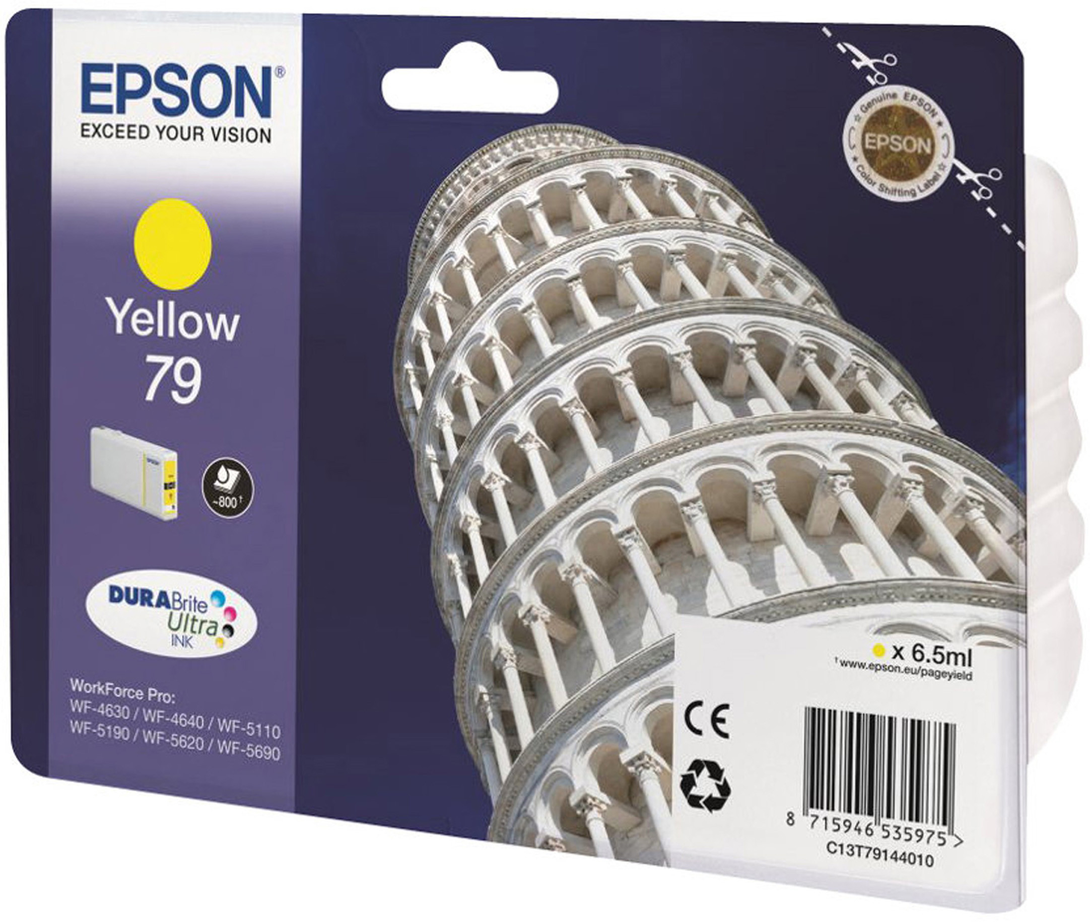 Epson 79 ''Tour de Pise'' Cartouche d'encre originale C13T79144010 - Jaune