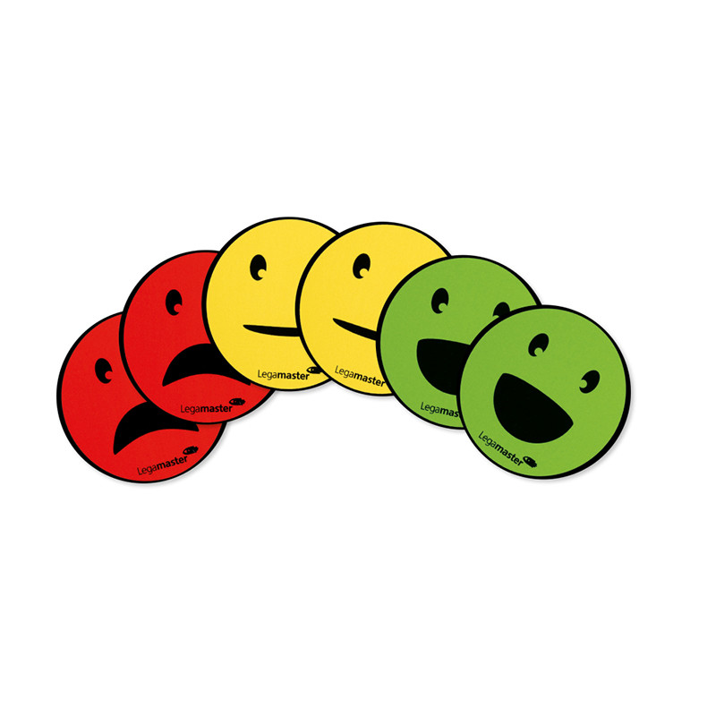 Legamaster Emoticnes magntiques - 5 mm - Coloris rouge, jaune, vert - Lot de 6