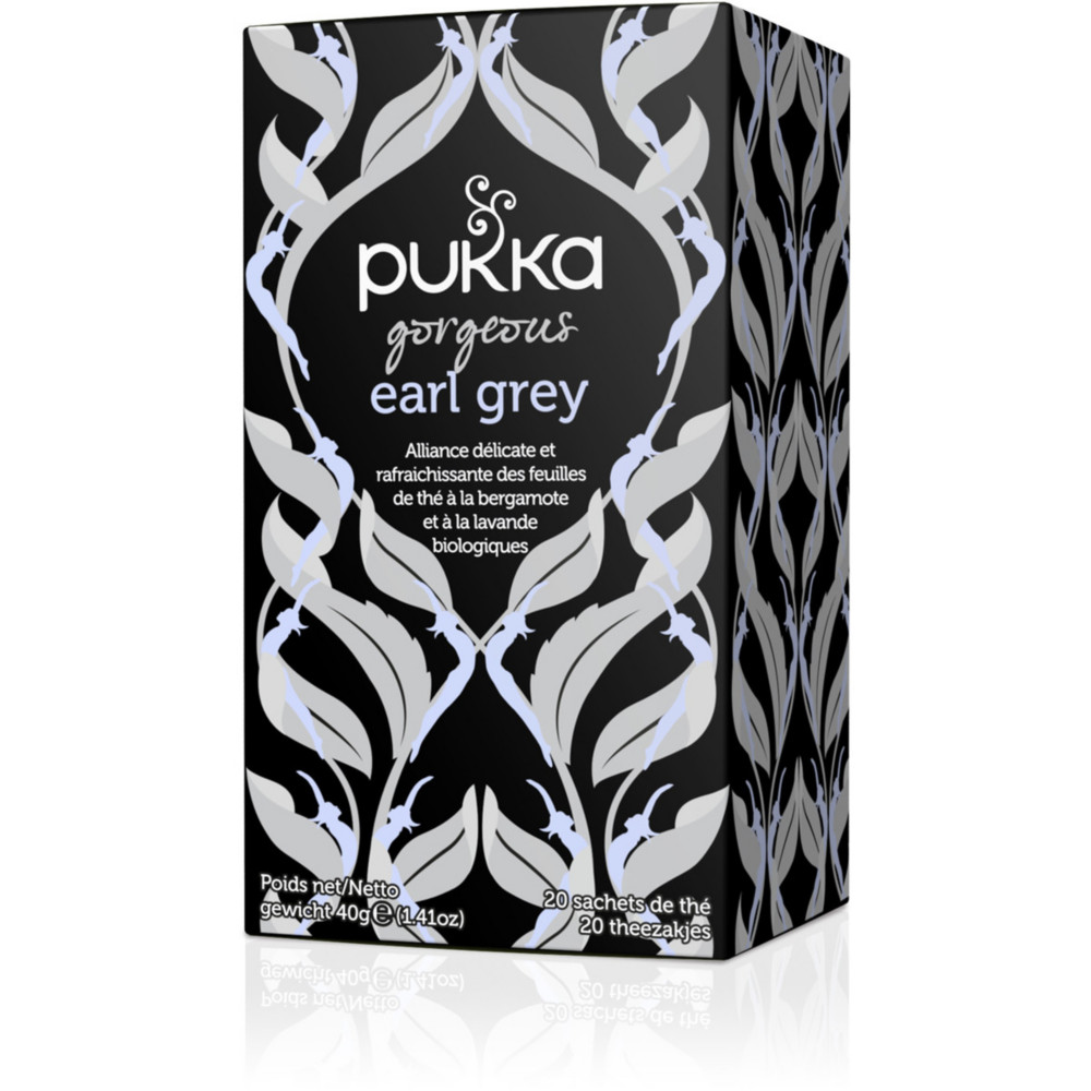 pukka Th noir Gorgeous Earl Grey  bergamote lavande - Biologique et quitable - Bote de 20 sachets