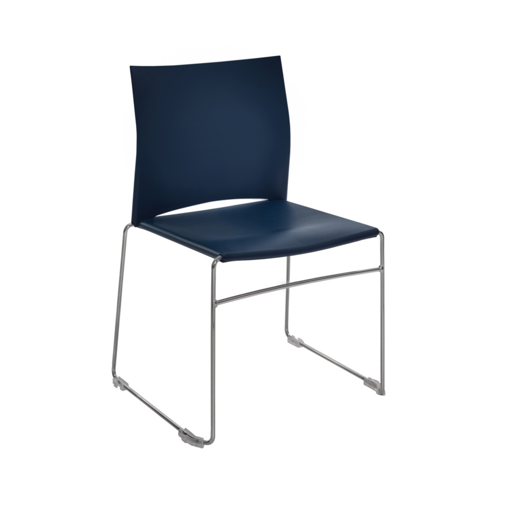 Chaise de runion et visiteur Giulia, polypropylne, pitement fil chrom mtal, Bleu marine