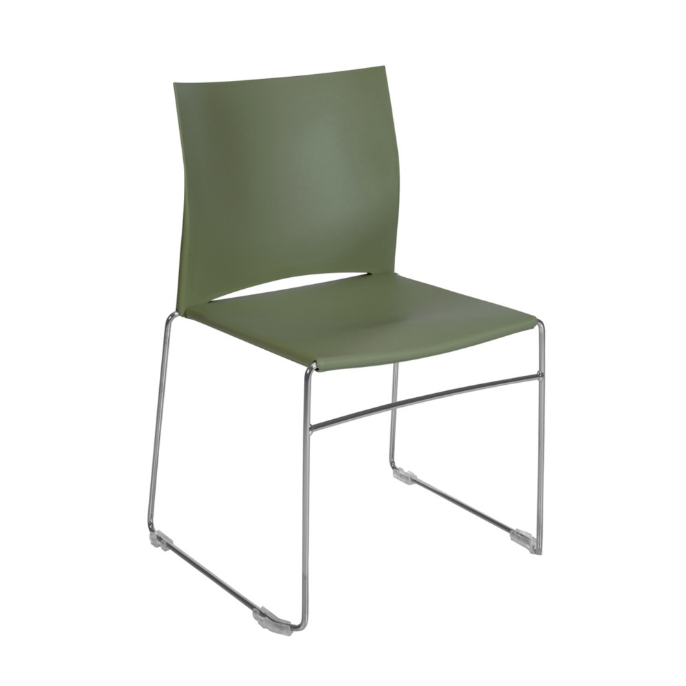 Chaise de runion et visiteur Giulia, polypropylne, pitement fil chrom mtal, Vert militaire