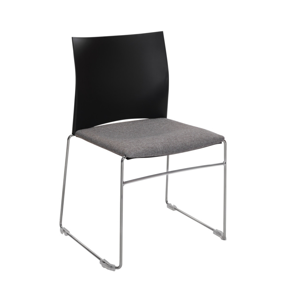 Chaise de runion et visiteur Giulia, dossier en polypropylne Noir, assise en tissu M1 Gris, pitement fil chrom mtal