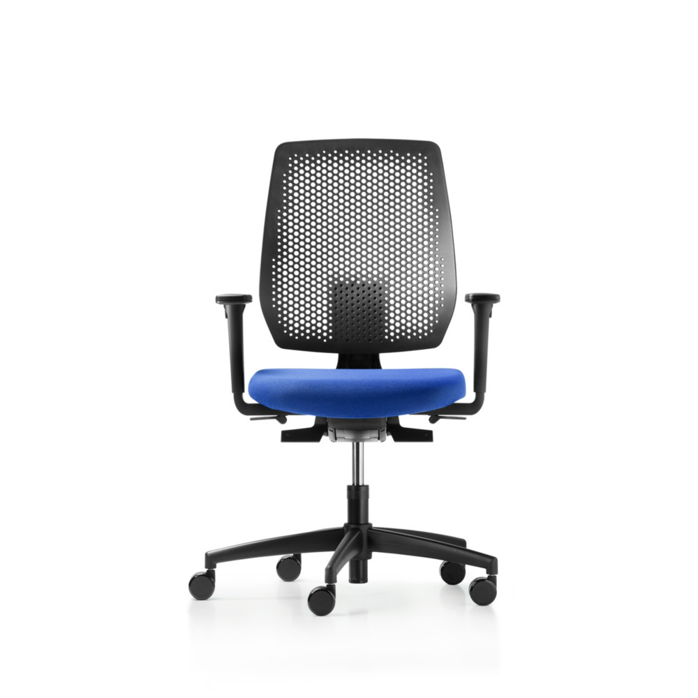 Dauphin Fauteuil de bureau ergonomique Speed-O - dossier rsille et pitement coloris Noir - assise coloris Bleu