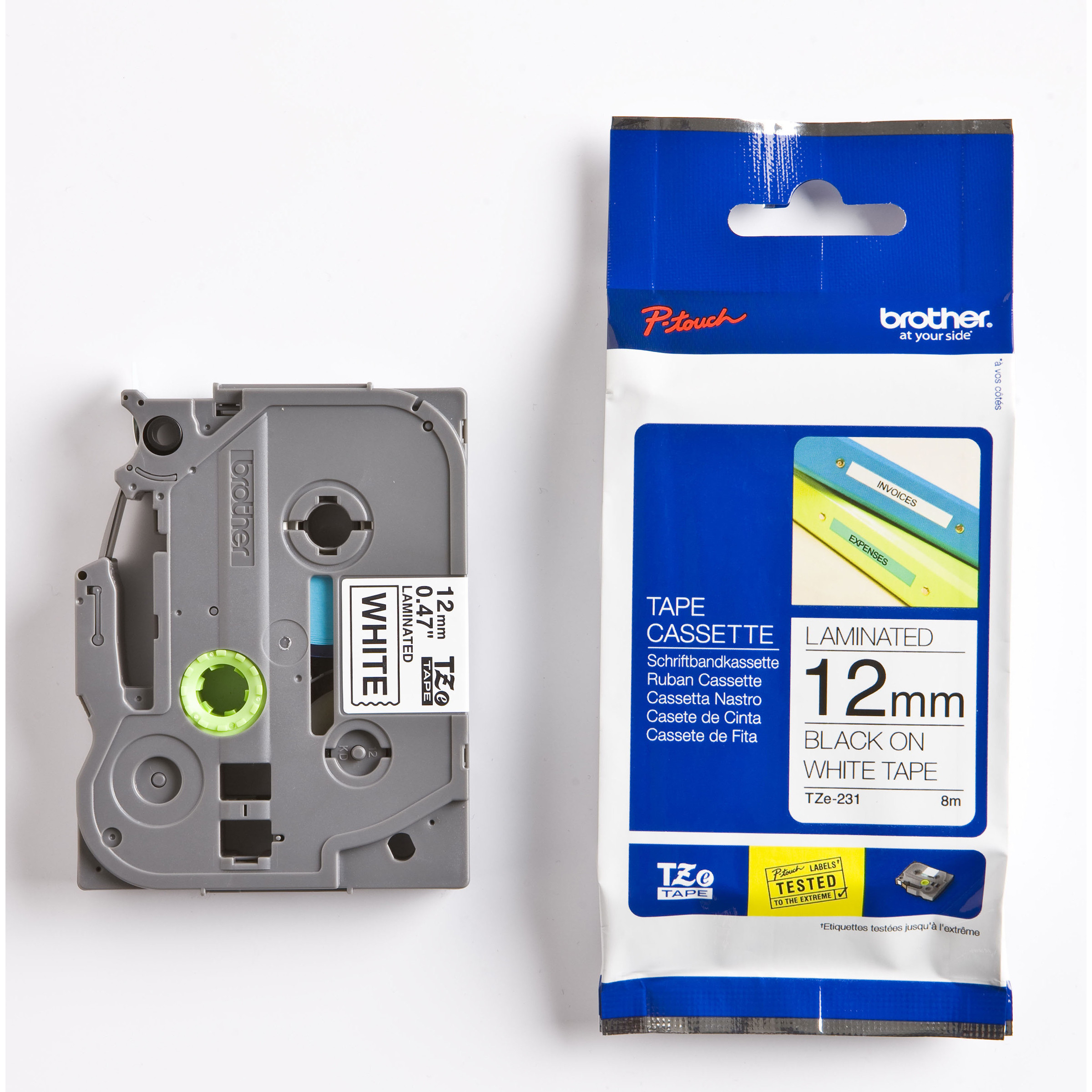 Brother Ruban TZe-231 pour étiqueteuse - 12 mm x 8 m - Noir sur Blanc