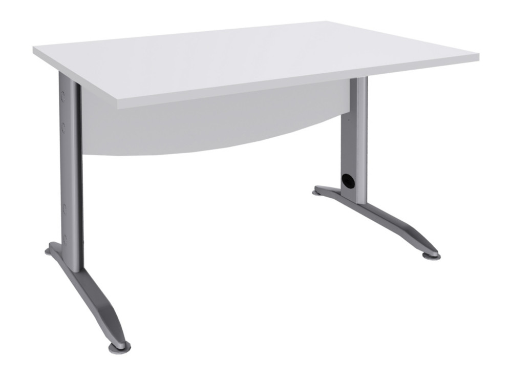 Bureau Droit Activity Mtal - L.120 x P.80 cm - Plateau Blanc - Pieds L Aluminium