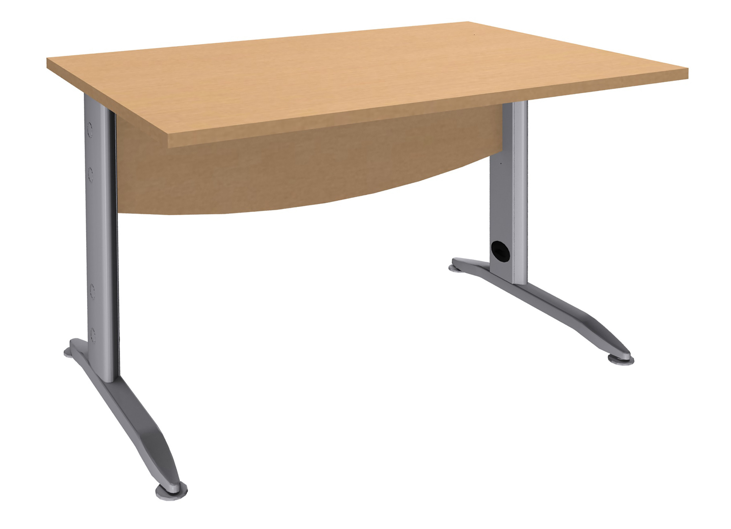 Bureau Droit Activity Métal - L.120 x P.80 cm - Plateau Hêtre - Pieds L Aluminium