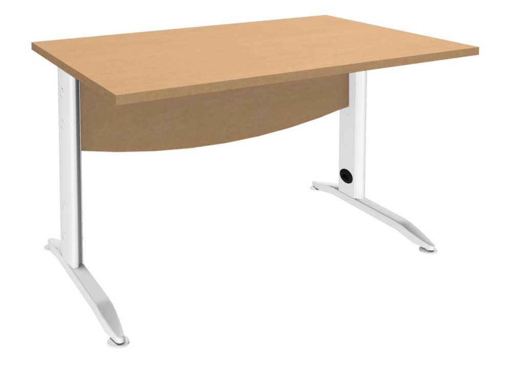 Bureau Droit Activity Mtal - L.120 x P.80 cm - Plateau Htre - Pieds L Blanc