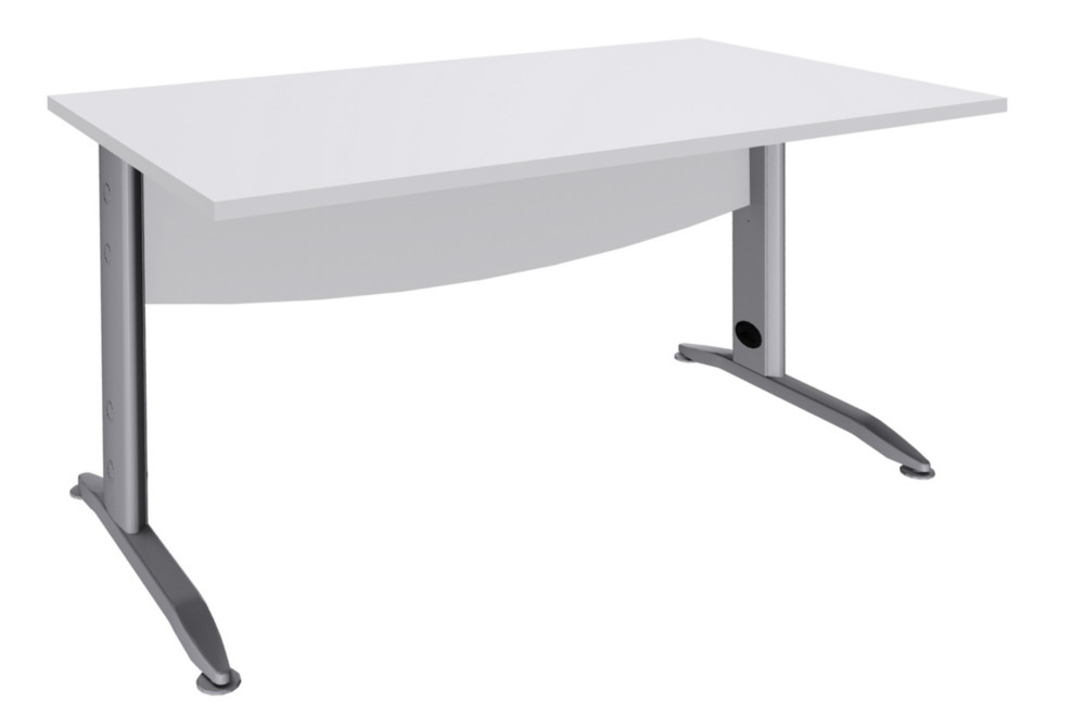 Bureau Droit Activity Mtal - L.140 x P.80 cm - Plateau Blanc - Pieds L Aluminium