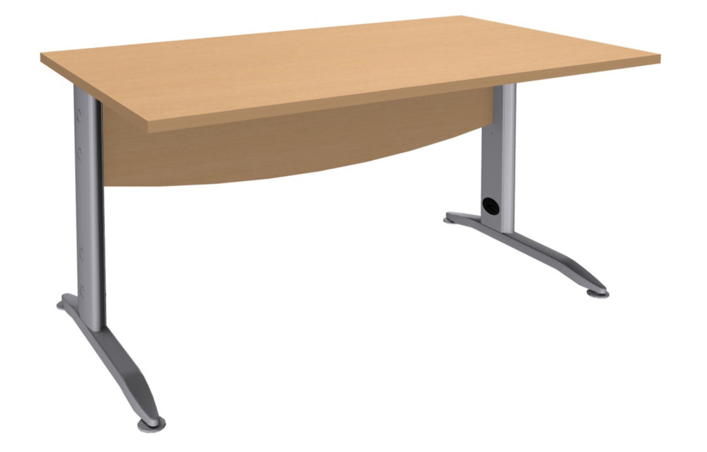 Bureau Droit Activity Mtal - L.140 x P.80 cm - Plateau Htre - Pieds L Aluminium