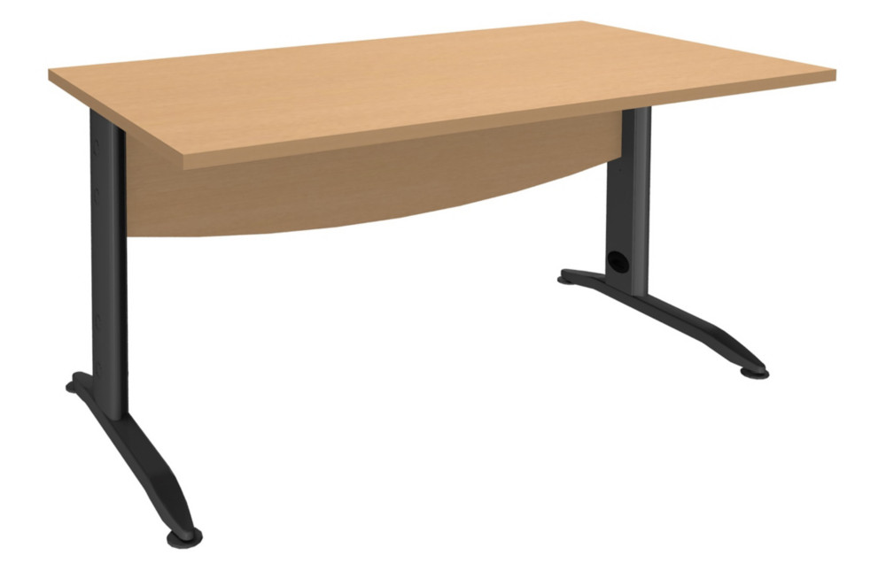 Bureau Droit Activity Mtal - L.140 x P.80 cm - Plateau Htre - Pieds L Anthracite