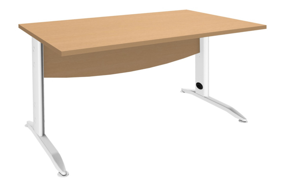 Bureau Droit Activity Mtal - L.140 x P.80 cm - Plateau Htre - Pieds L Blanc