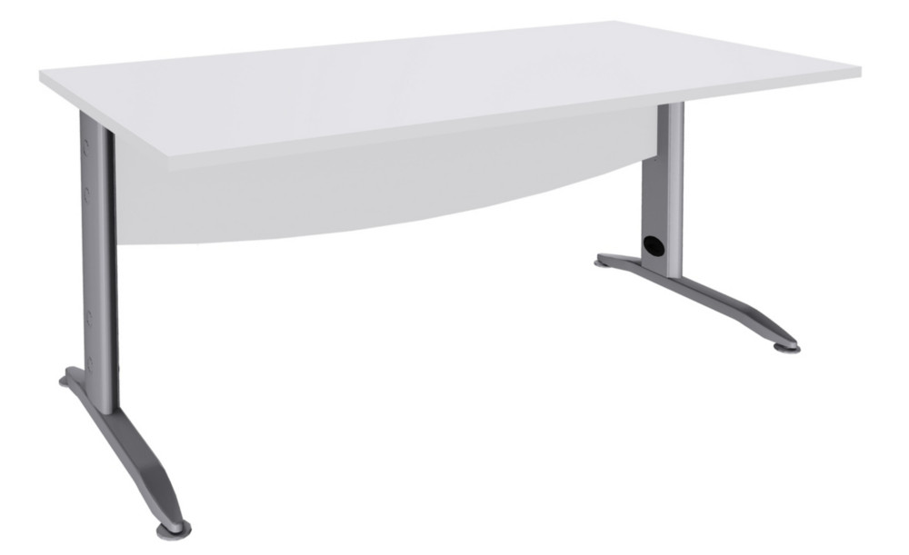 Bureau Droit Activity Mtal - L.160 x P.80 cm - Plateau Blanc - Pieds L Aluminium