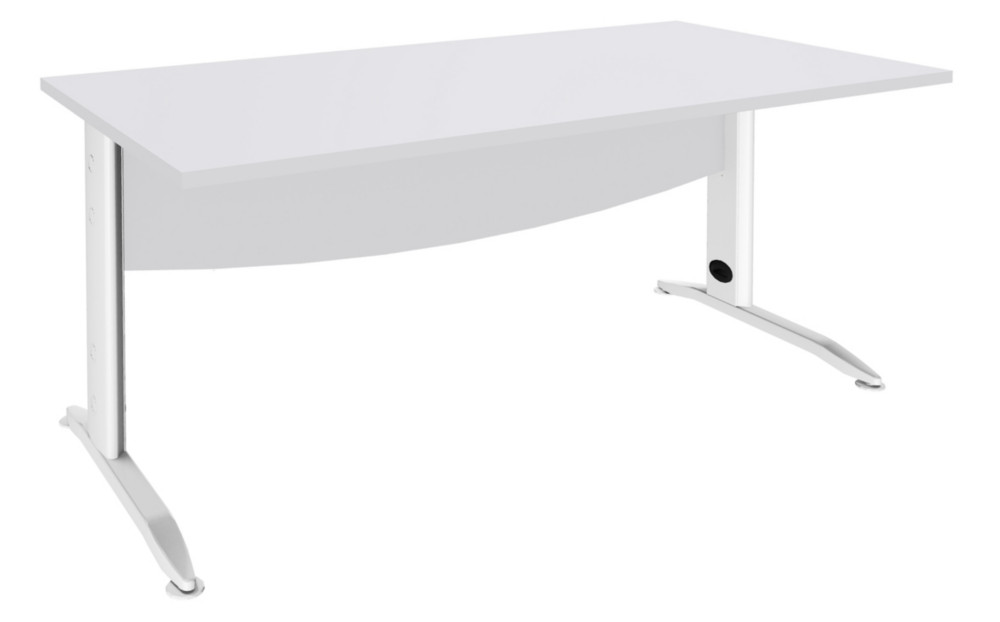Bureau Droit Activity Mtal - L.160 x P.80 cm - Plateau Blanc - Pieds L Blanc