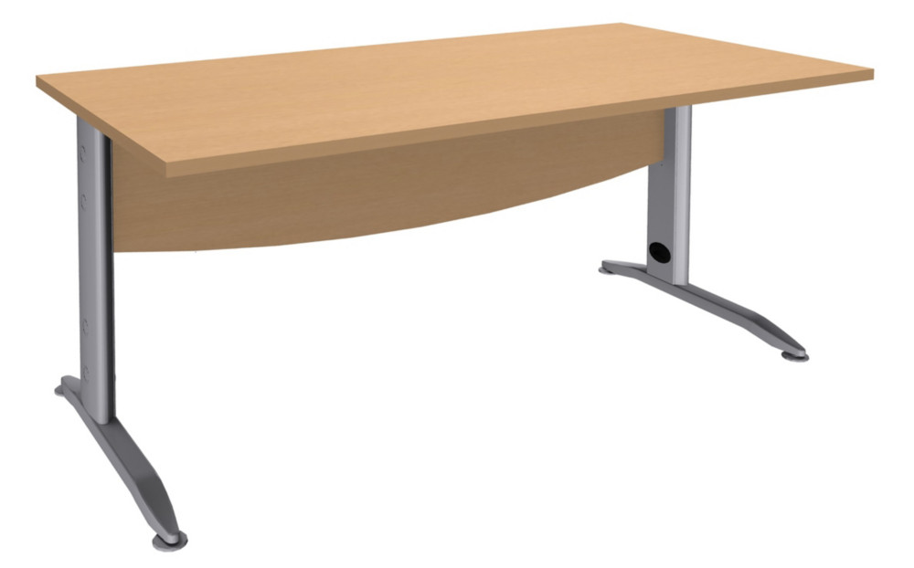Bureau Droit Activity Mtal - L.160 x P.80 cm - Plateau Htre - Pieds L Aluminium