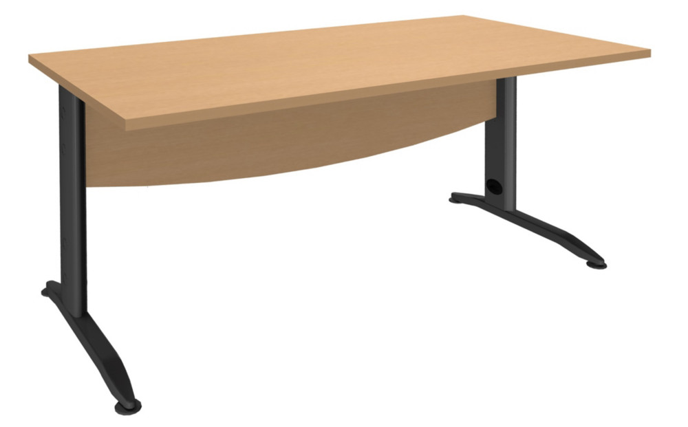 Bureau Droit Activity Mtal - L.160 x P.80 cm - Plateau Htre - Pieds L Anthracite