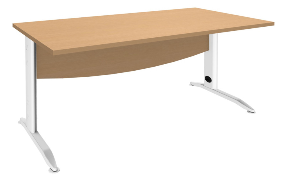 Bureau Droit Activity Mtal - L.160 x P.80 cm - Plateau Htre - Pieds L Blanc
