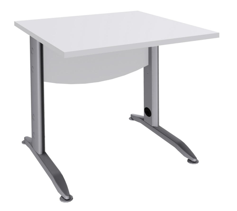 Bureau Droit Activity Mtal - L.80 x P.80 cm - Plateau Blanc - Pieds L Aluminium